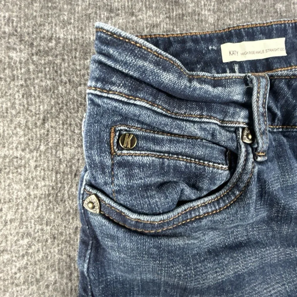 Kut from the Kloth Katy Ankle Jeans Womens Sz 4 28x26 Straight Leg Dark Wash - Picture 6 of 15